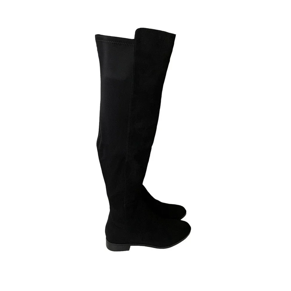 J.Crew NEW Over Knee Boots Microsuede Black Size 7 Stretchy Riding Equestrian
